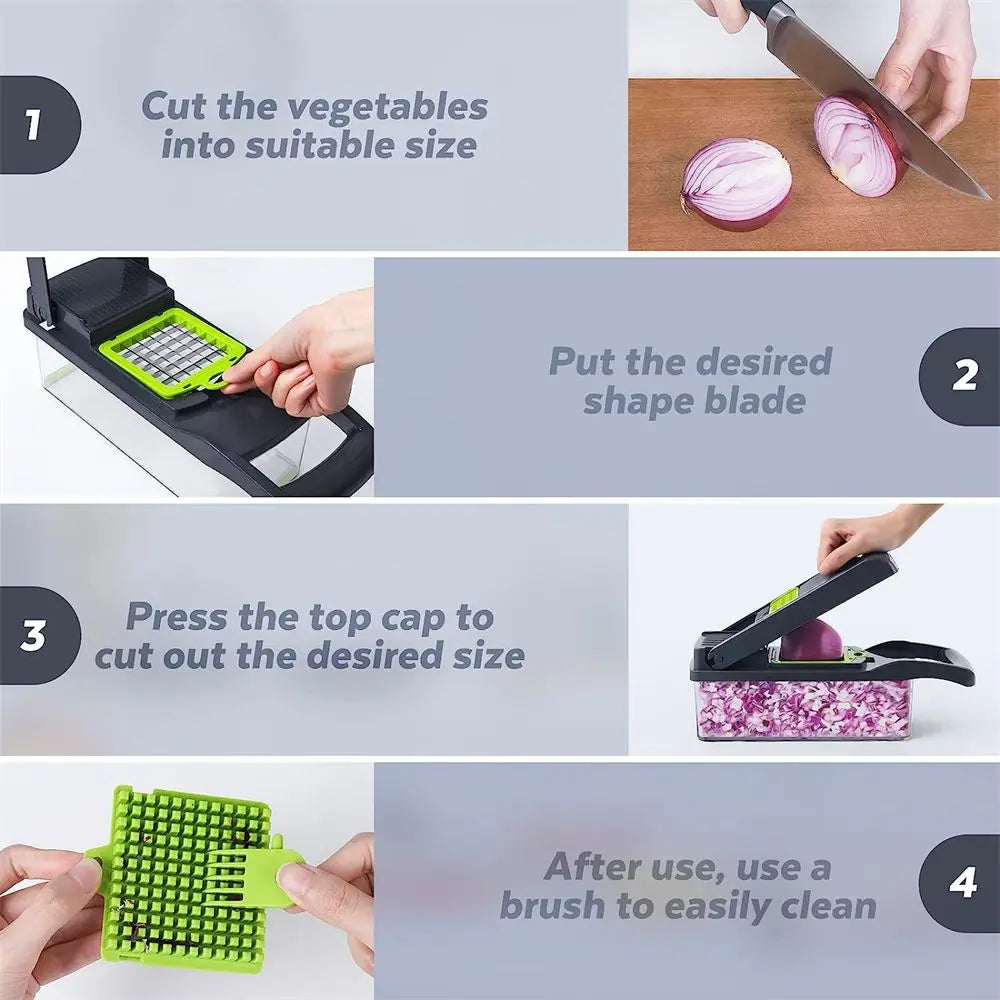 Kitchen Vegetable Chopper Multifunctional Onion Potato Carrot Shredder Fruit Slicer 14/16 in 1 Kitchen Acceesories Cocina