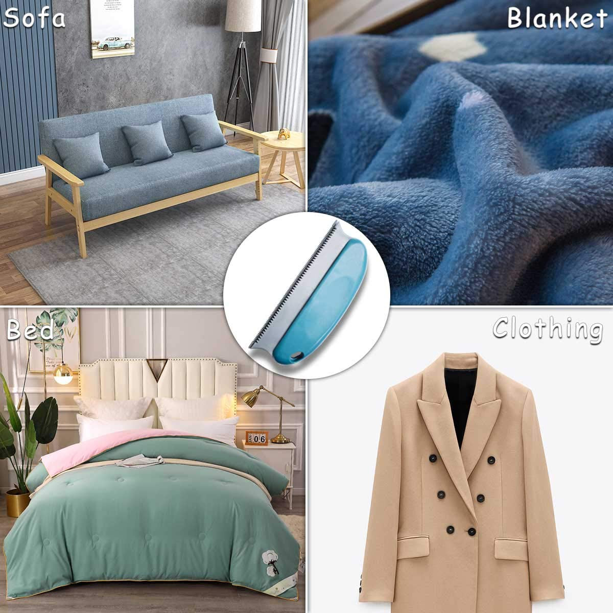 Pet Hair Remover Brush ABS Double Serrated Structure Pet Hair Detailer for Car Interiors Furniture Carpet Couch Sofa Bed Clothes Blinds Cat & Dog Hair Lint Remover Brush